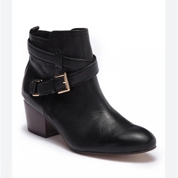 Coach Pauline Ankle Boot in Black Leather with Gold Hardware Size 8.5 - Picture 1 of 9